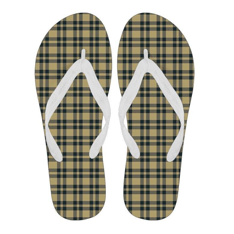 Tartan Scottish Gold Plaid Men & Women Flip Flops