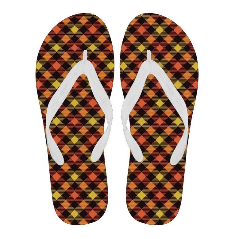 Tartan Scottish Orange Plaid Men & Women Flip Flops