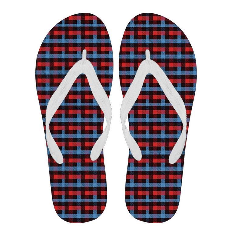 Tartan Scottish Red Blue Plaid Men & Women Flip Flops