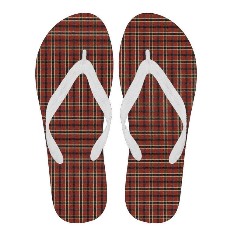 Tartan Scottish Red Gold Plaid Men & Women Flip Flops