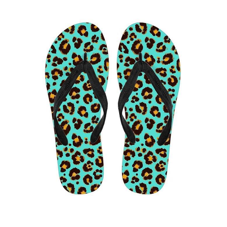 Teal Cheetah Men's Flip Flops