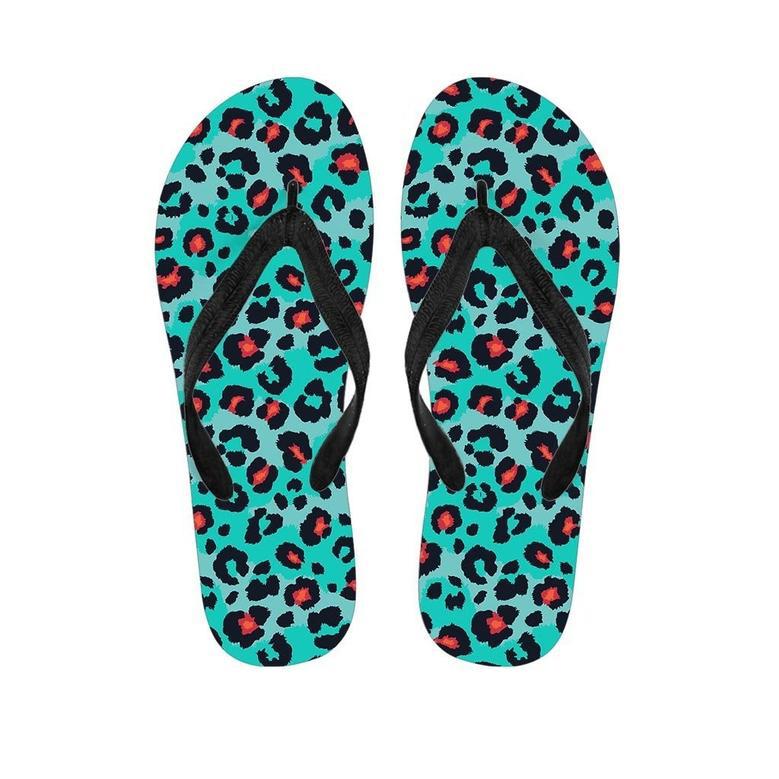 Teal Leopard Men's Flip Flops