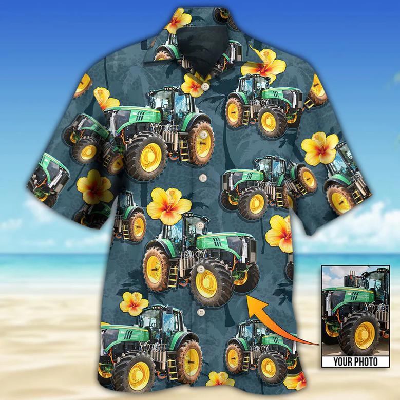 Tractor Lover Tropical Custom Photo Hawaiian Shirt, All Over Print Shirt for Men Women, Personalized Hawaiian Shirt