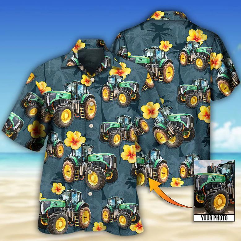 Tractor Lover Tropical Custom Photo Hawaiian Shirt, All Over Print Shirt for Men Women, Personalized Hawaiian Shirt