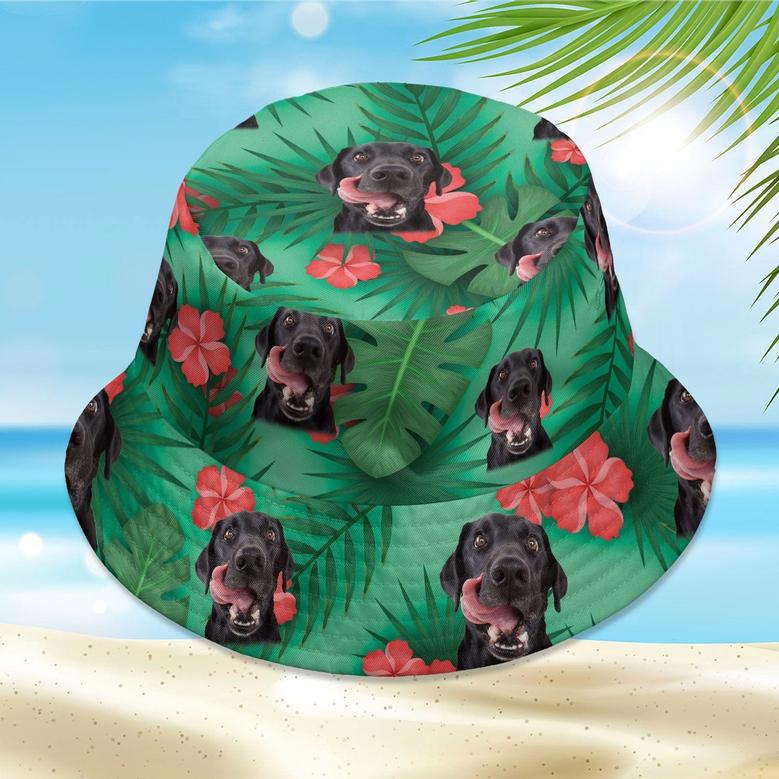 Trident Green Hawaiian Custom Dog Photo Bucket Hat for Dog Lovers, Dog Mom, Dog Cat