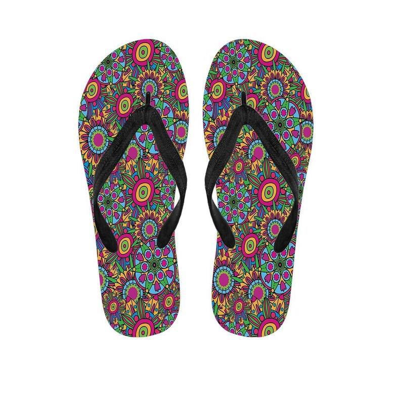 Trippy Psychedelic Floral Men's Flip Flops