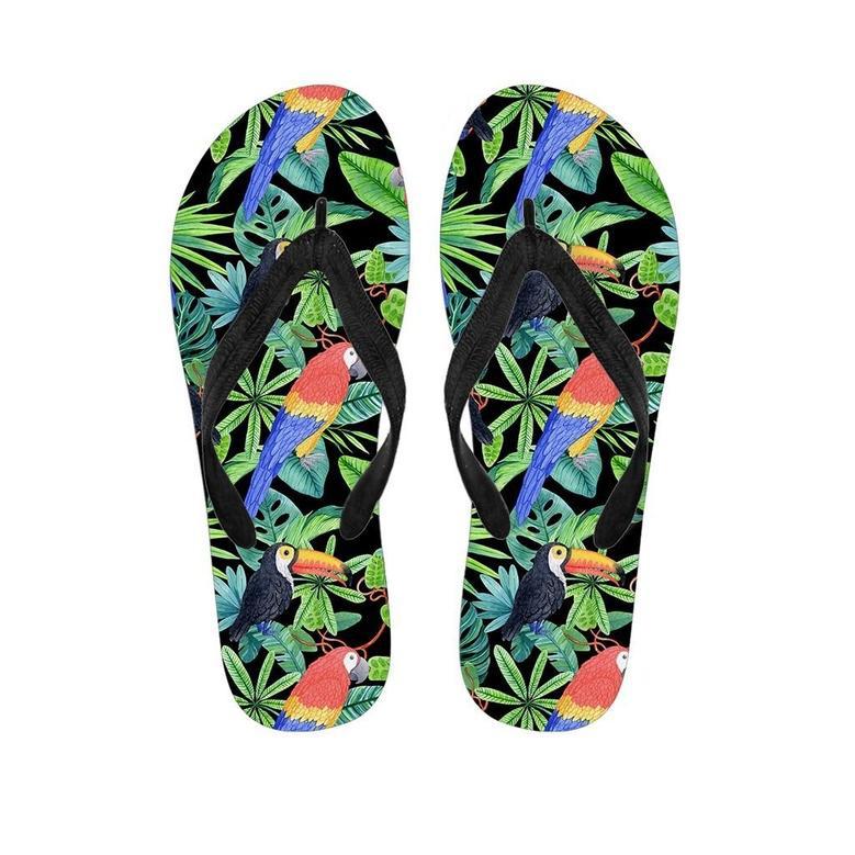 Tropical Bird Hawaiian Print Men's Flip Flops