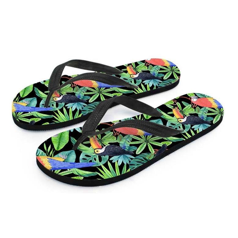 Tropical Bird Hawaiian Print Men's Flip Flops