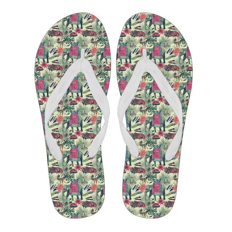 Tropical Elephant Print Men & Women Flip Flops