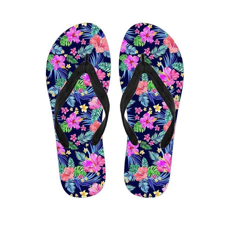 Tropical Exotic Flowers Hibiscus Hawaiian Print Men's Flip Flops