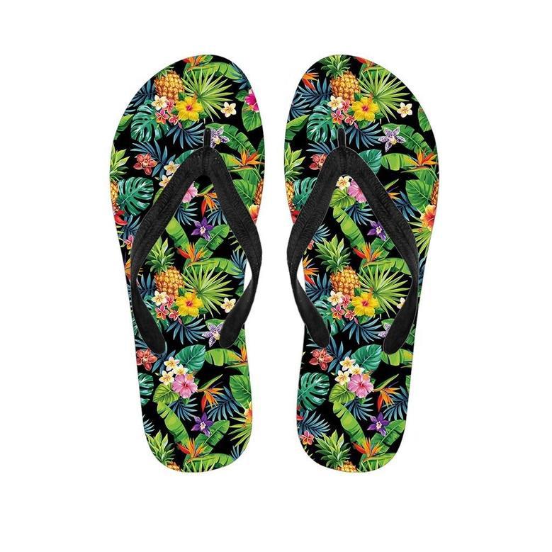 Tropical Hawaiian Floral Print Men's Flip Flops