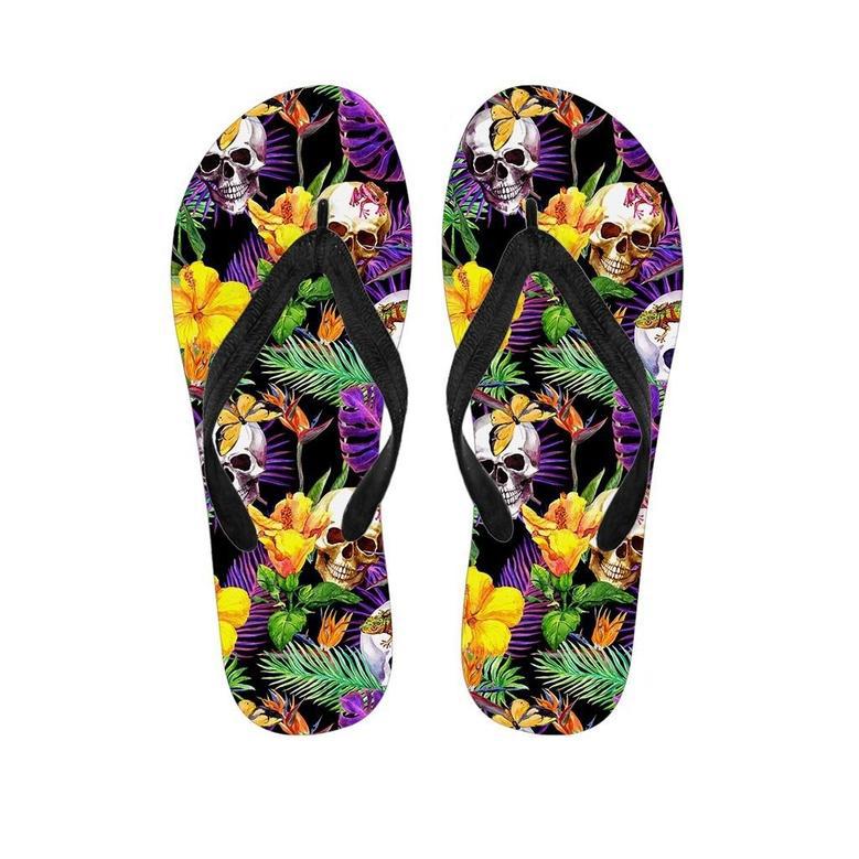 Tropical Hawaiian Skull Men's Flip Flops