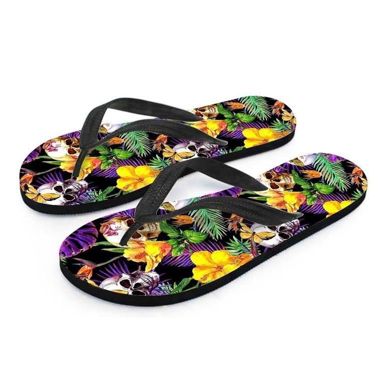 Tropical Hawaiian Skull Men's Flip Flops