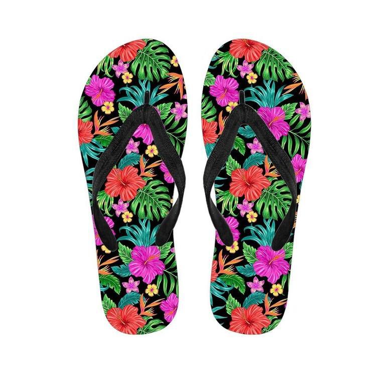 Tropical Hibiscus Floral Hawaiian Print Men's Flip Flops