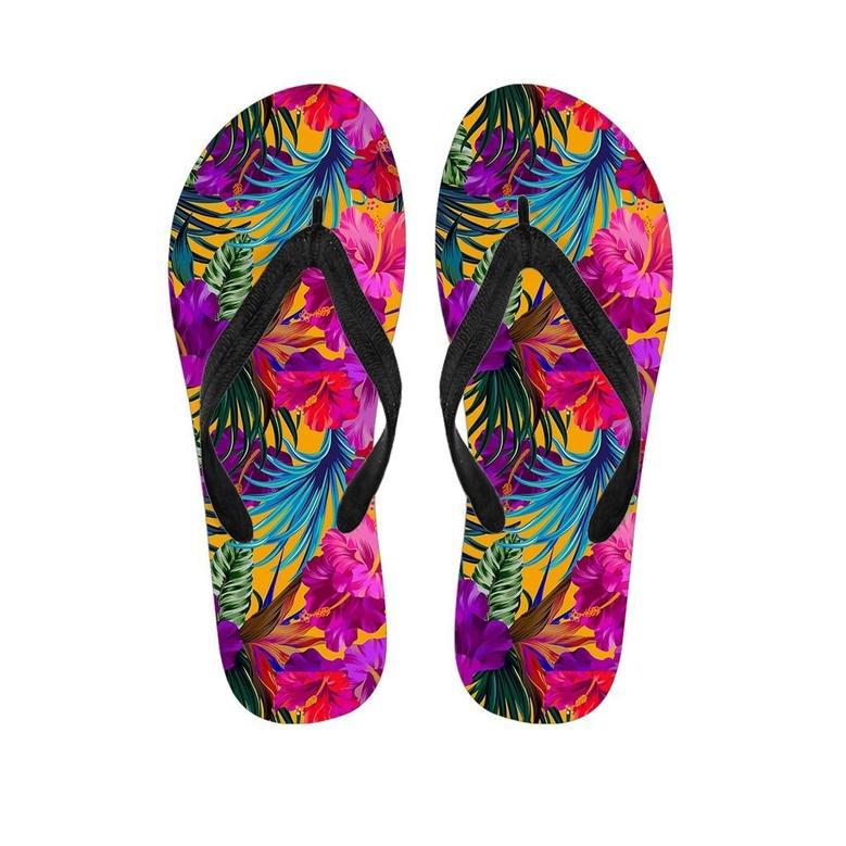 Tropical Hibiscus Flower Hawaiian Print Men's Flip Flops