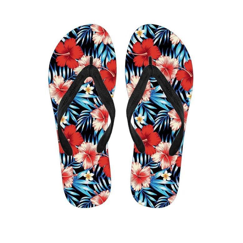 Tropical Hibiscus Flower Print Men's Flip Flops