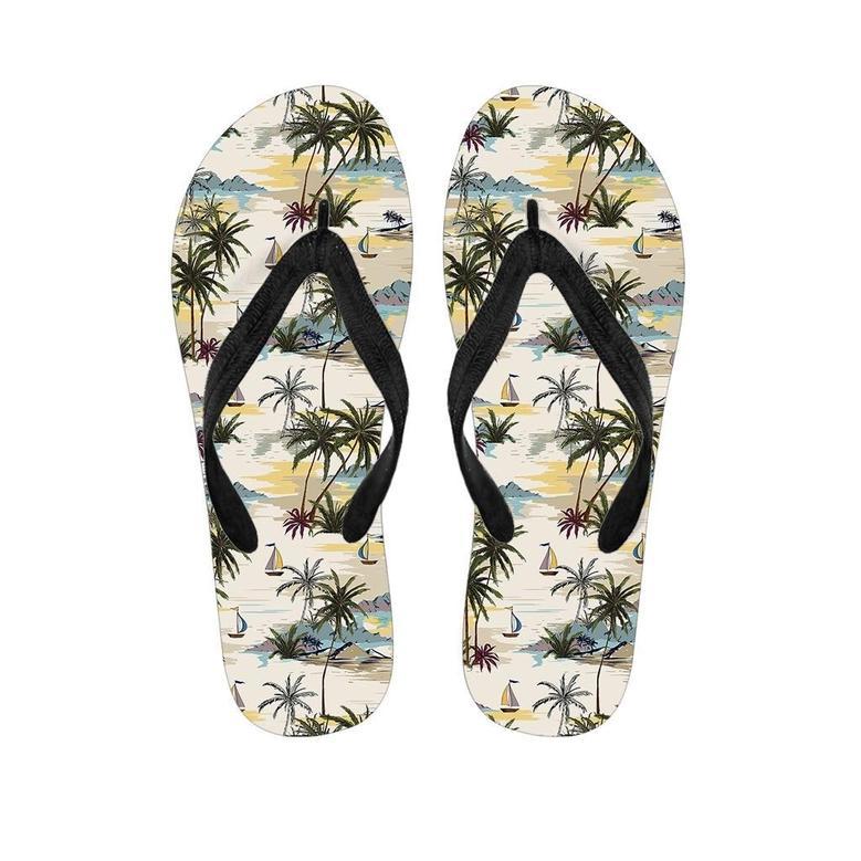 Tropical Palm Lead Island Print Men's Flip Flops