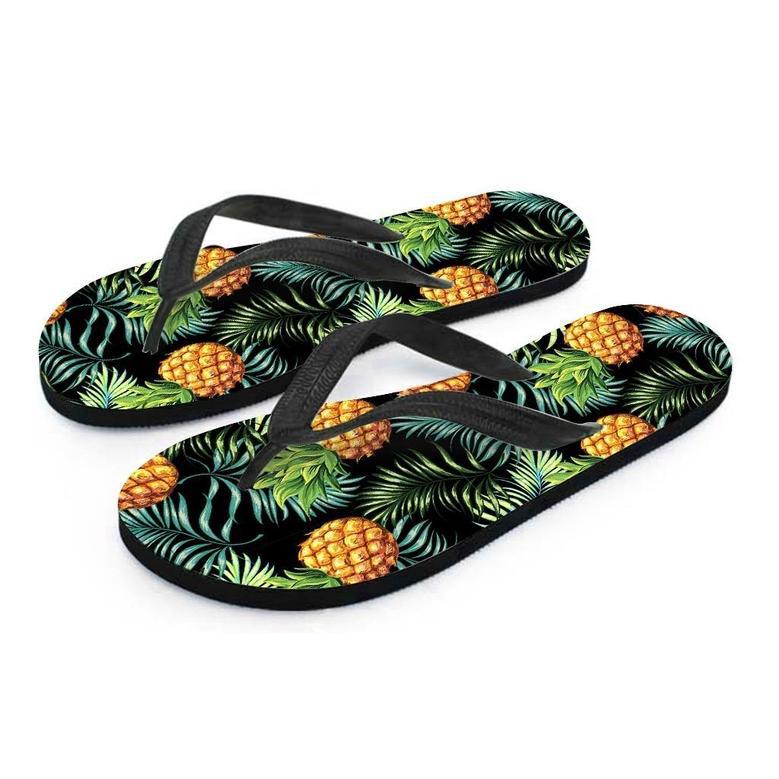 Tropical Palm Leaf Pineapple Print Men's Flip Flops