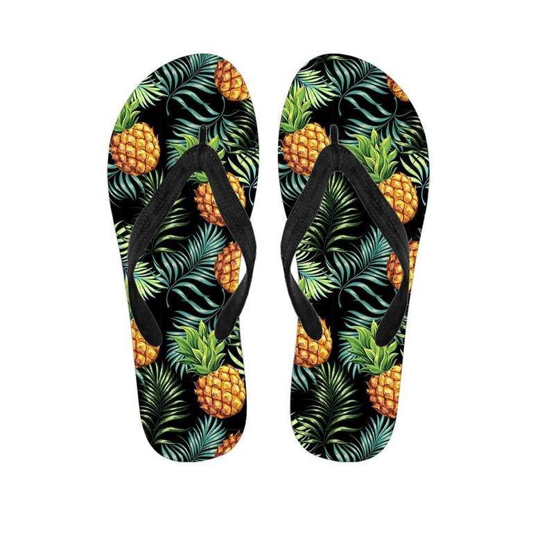 Tropical Palm Leaf Pineapple Print Men's Flip Flops