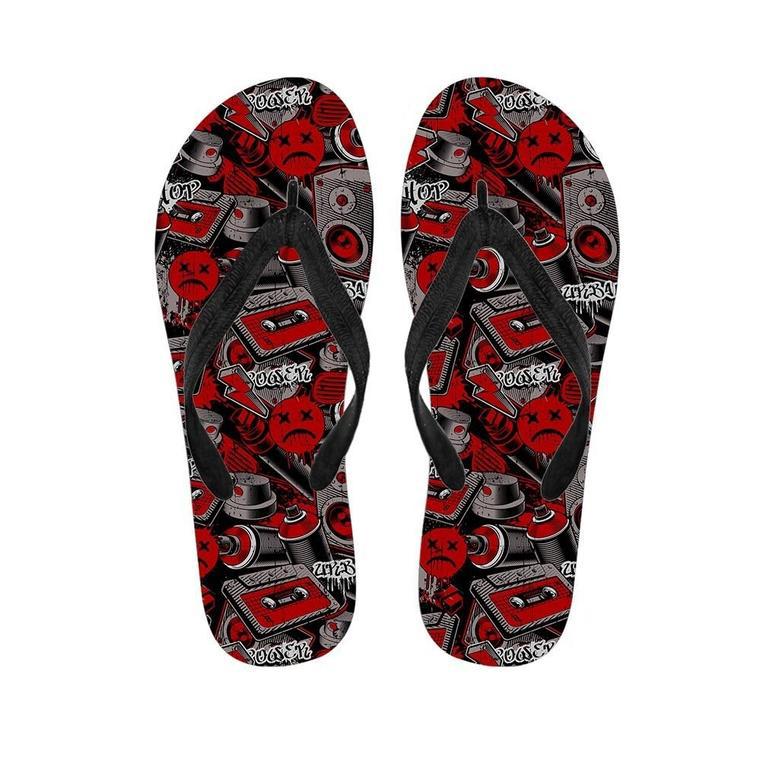 Urban Graffiti Hiphop Print Men's Flip Flops