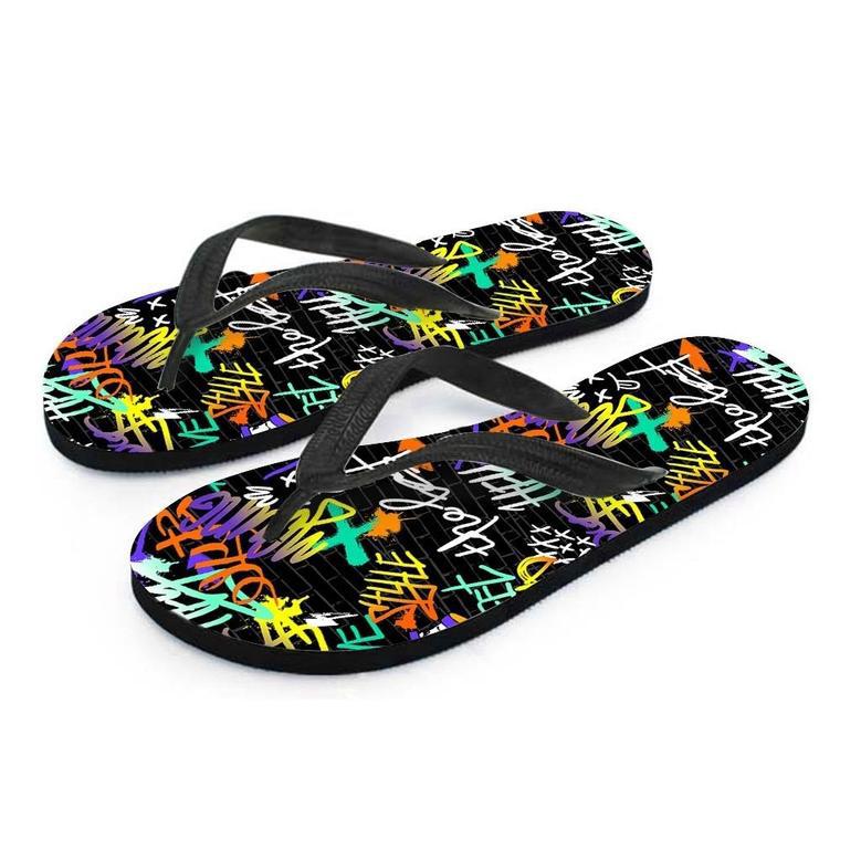 Urban Graffiti Print Men's Flip Flops