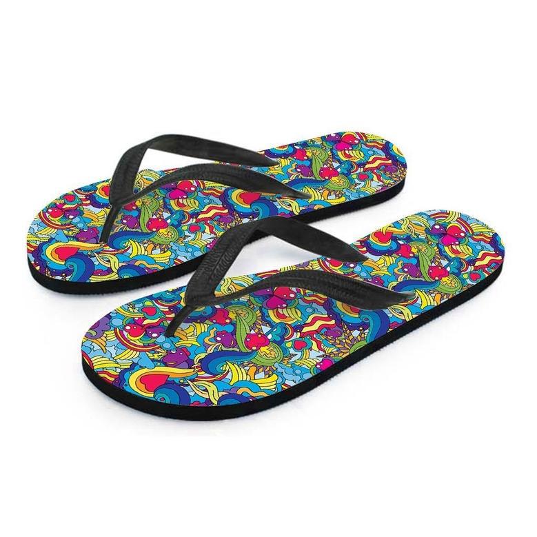 Valentine Heart Hippie Trippy Men's Flip Flops