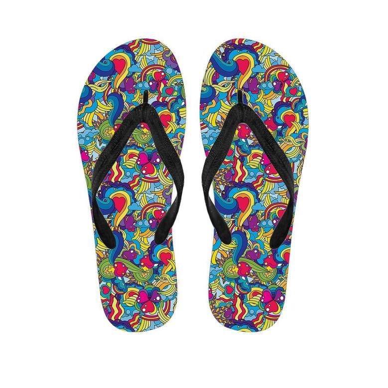 Valentine Heart Hippie Trippy Men's Flip Flops