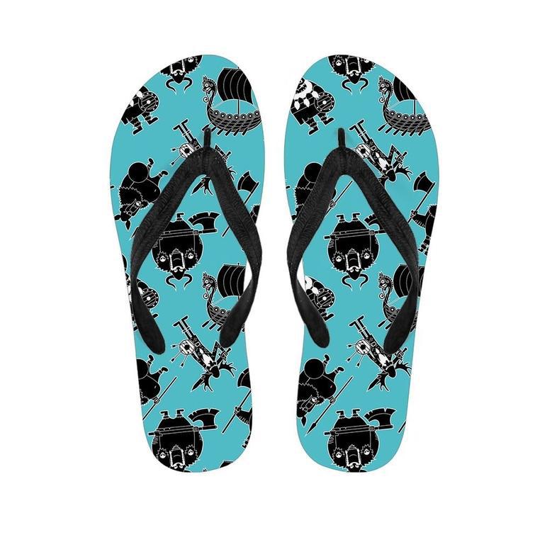 Viking Cartoon Silhouette Men's Flip Flops