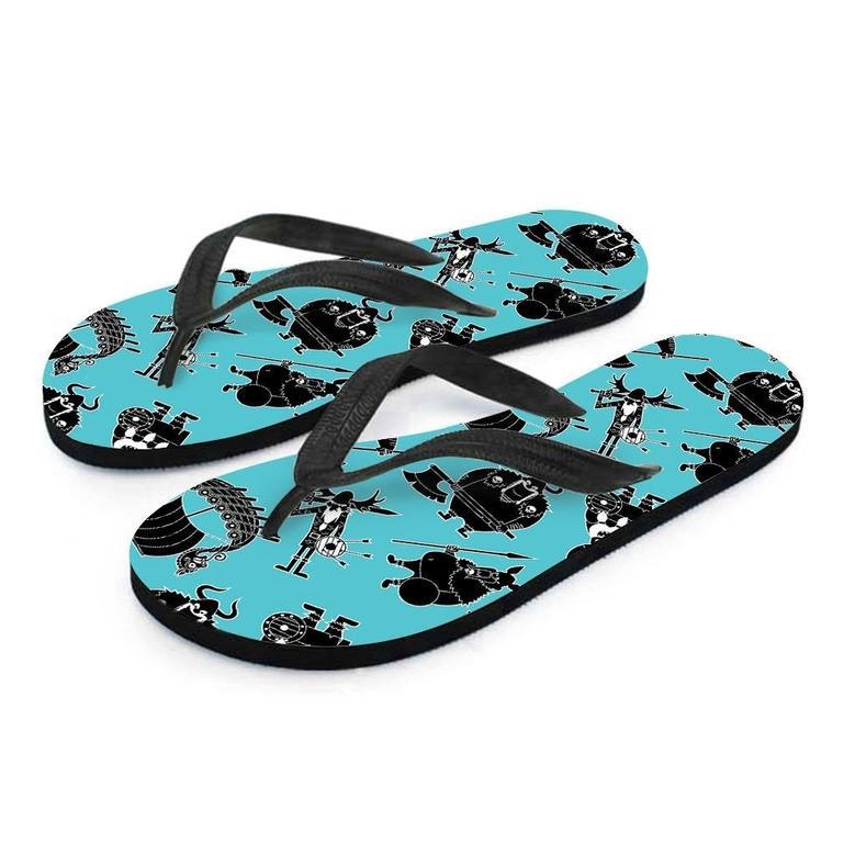 Viking Cartoon Silhouette Men's Flip Flops