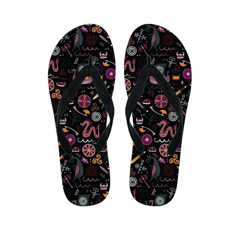 Viking Valhalla Cartoon Men's Flip Flops