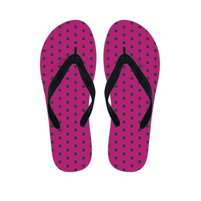 Vintage Black And Pink Tiny Polka Dot Men's Flip Flops