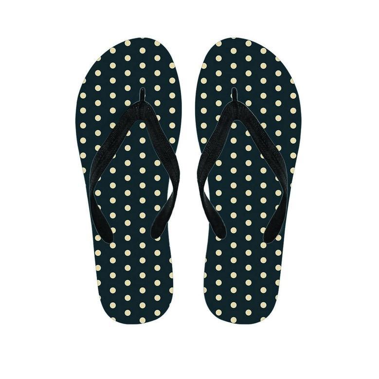 Vintage Black Tiny Polka Dot Men's Flip Flops