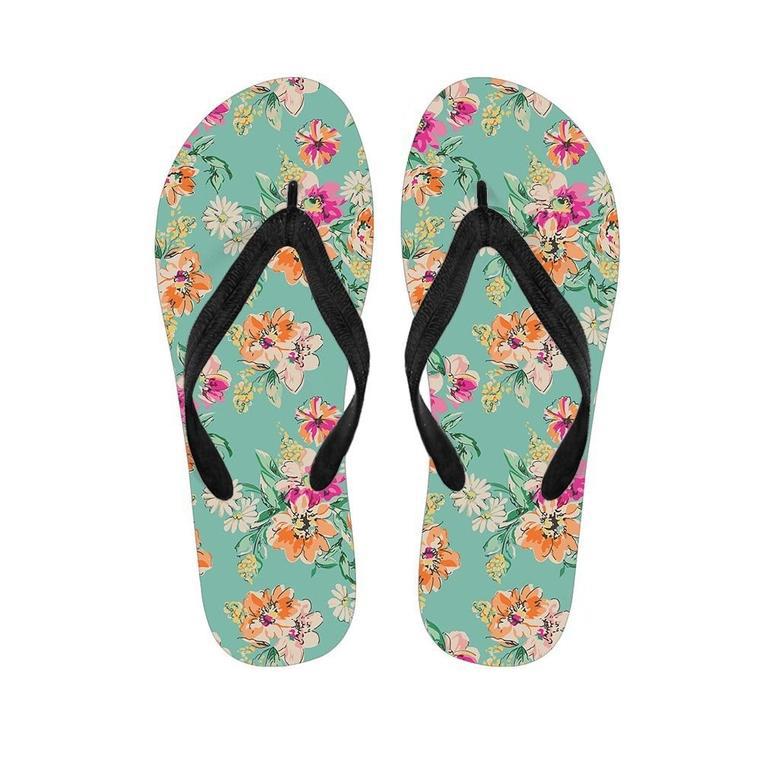 Vintage Pastel Floral Print Men's Flip Flops