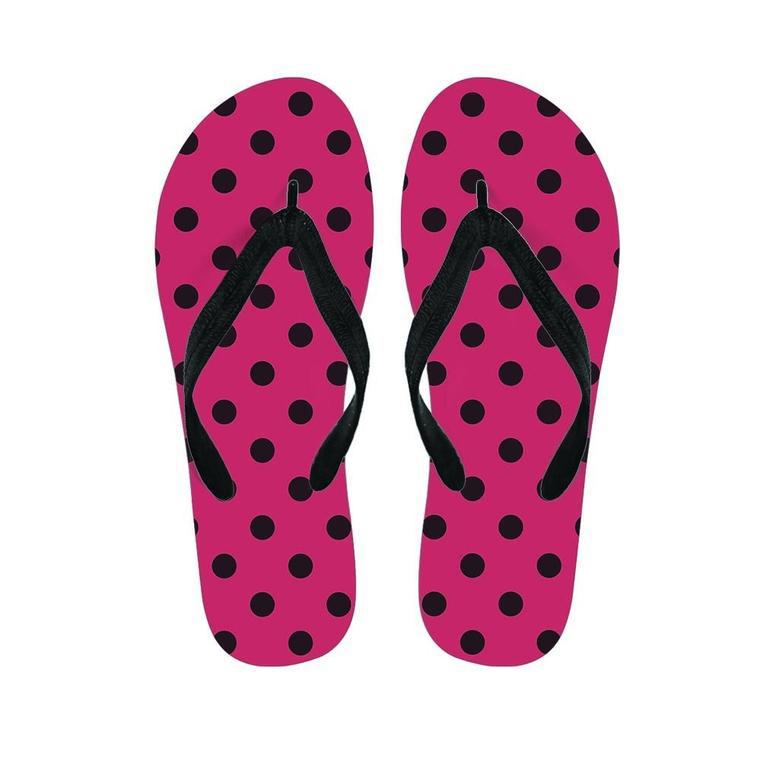 Vintage Pink And Black Polka Dot Men's Flip Flops