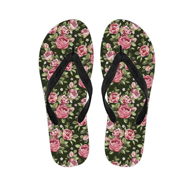 Vintage Pink Rose Floral Print Men's Flip Flops