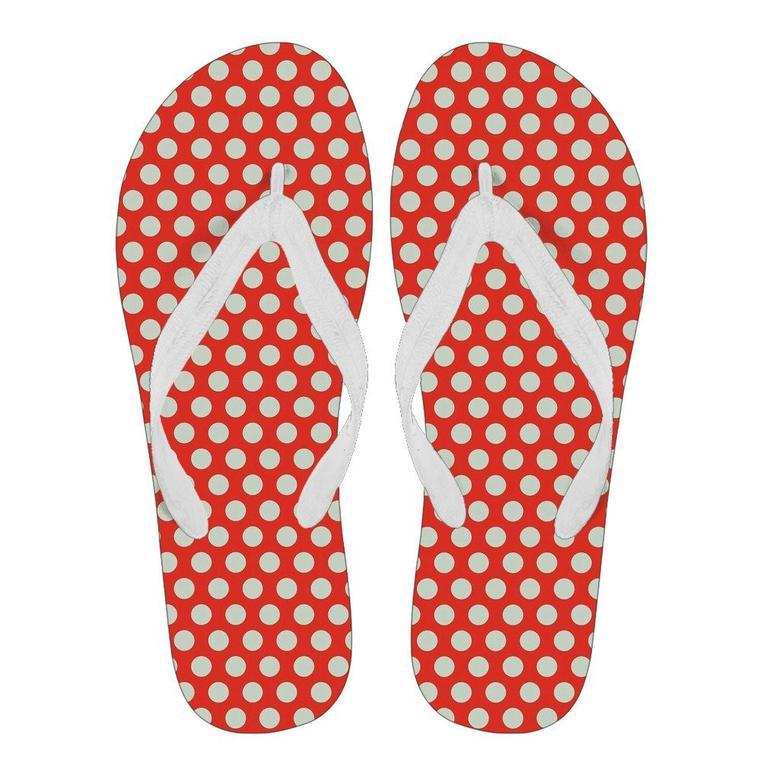 Vintage Red White Polka Dot Pattern Print Men & Women Flip Flops