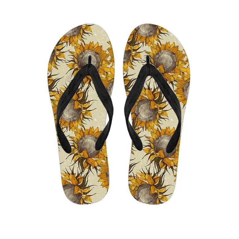 Vintage Sunflower Men's Flip Flops