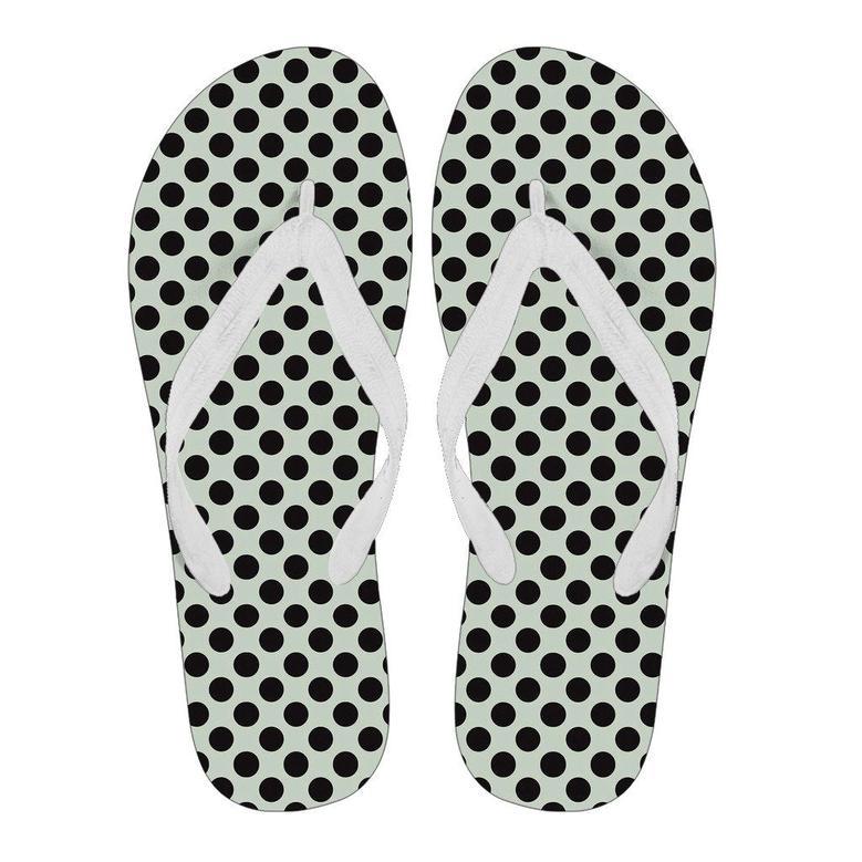 Vintage White Black Polka Dot Pattern Print Men & Women Flip Flops