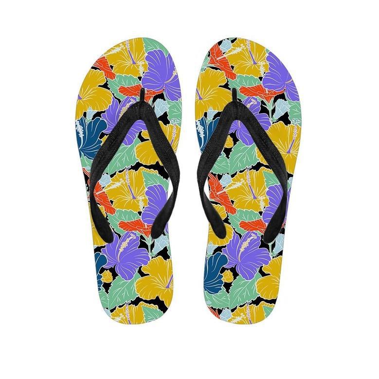 Violet Hibiscus Flower Hawaiian Print Men's Flip Flops