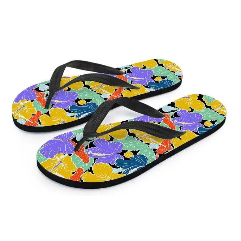 Violet Hibiscus Flower Hawaiian Print Men's Flip Flops