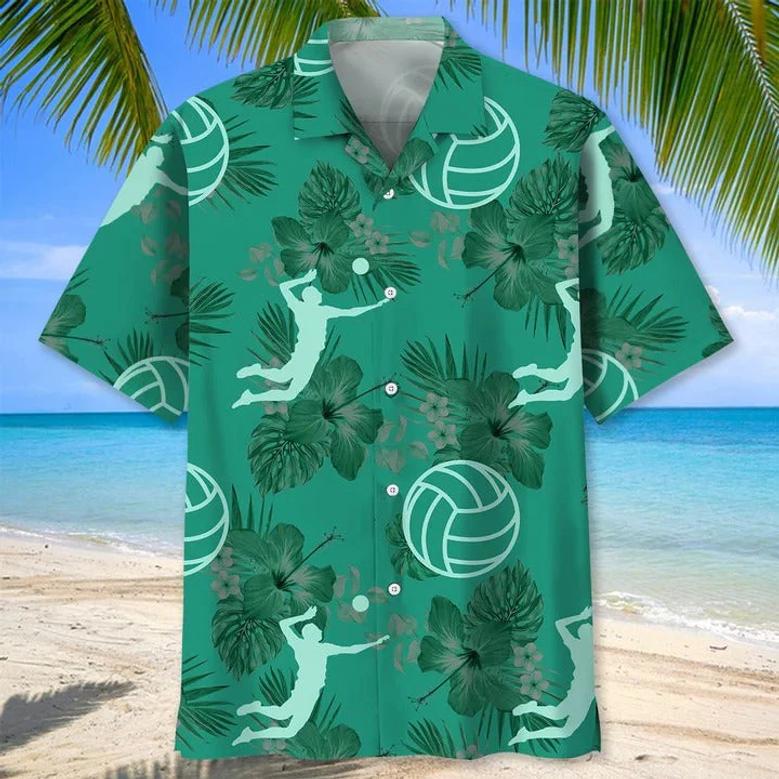 Volleyball Kelly Green Hawaiian Shirts, Volleyball Hawaii Aloha Beach Shirts