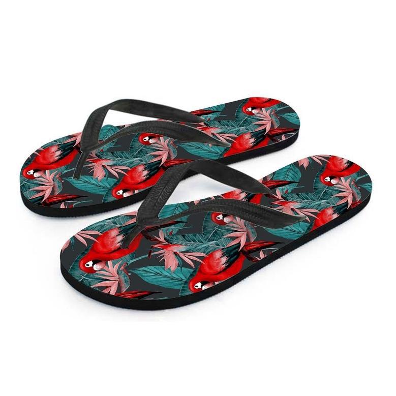 Watercolor Parrot Tropical Print Men's Flip Flops