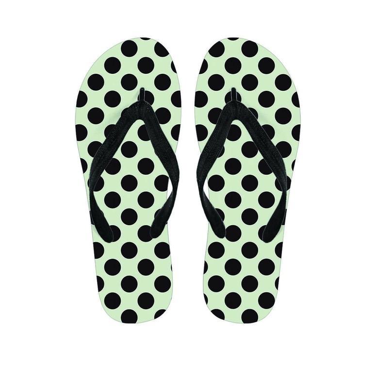 White And Black Polka Dot Print Men's Flip Flops