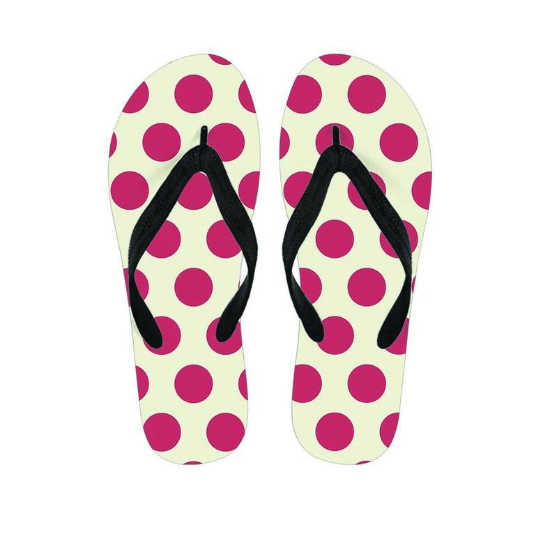 White And Red Polka Dot Men's Flip Flops