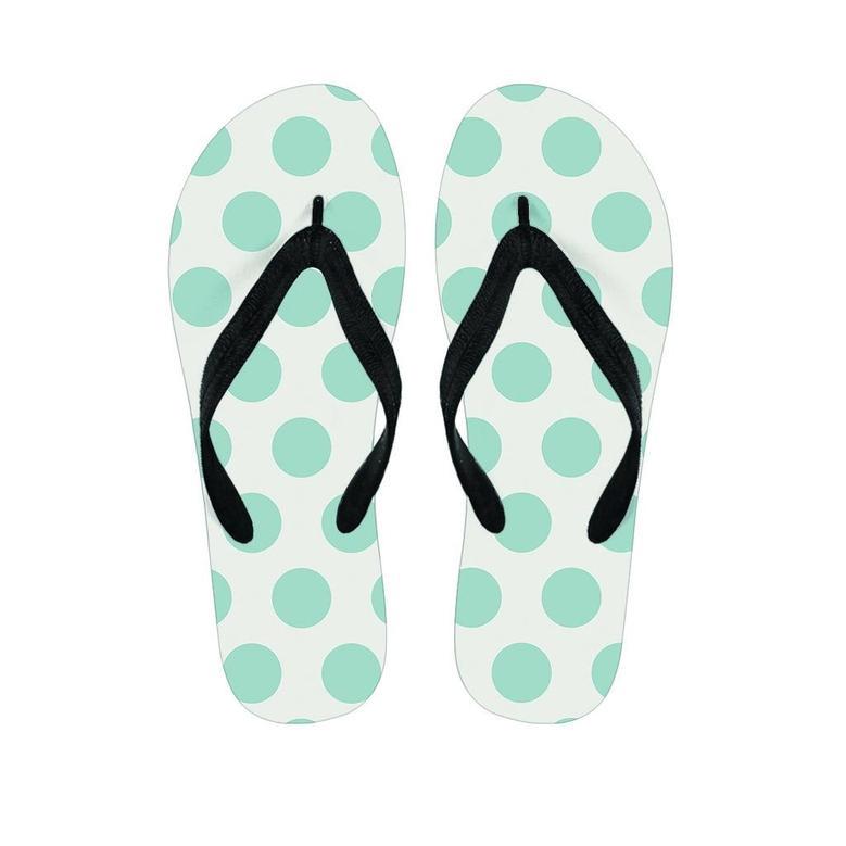 White And Turquoise Polka Dot Men's Flip Flops