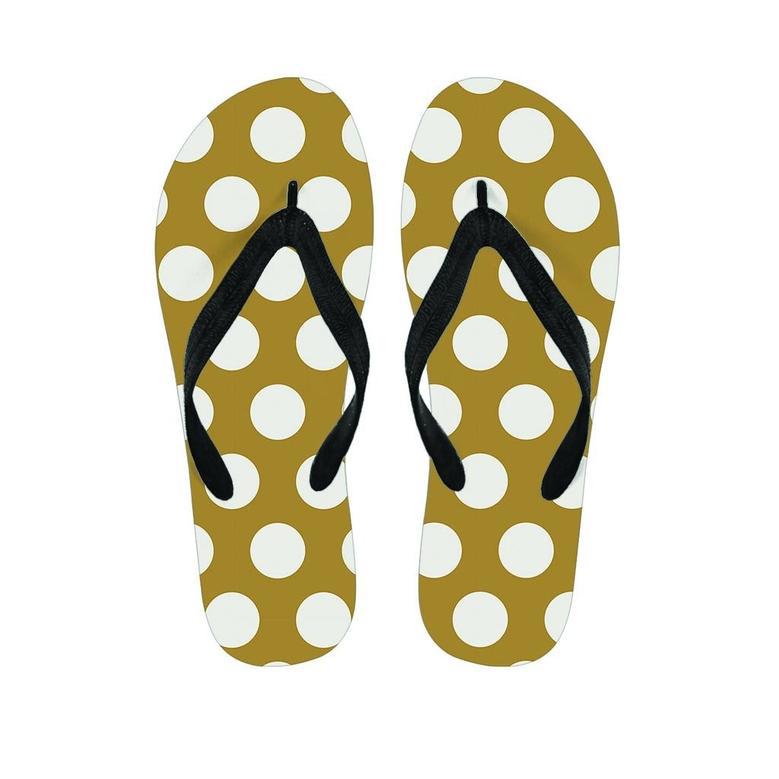 White And Yellow Polka Dot Men's Flip Flops