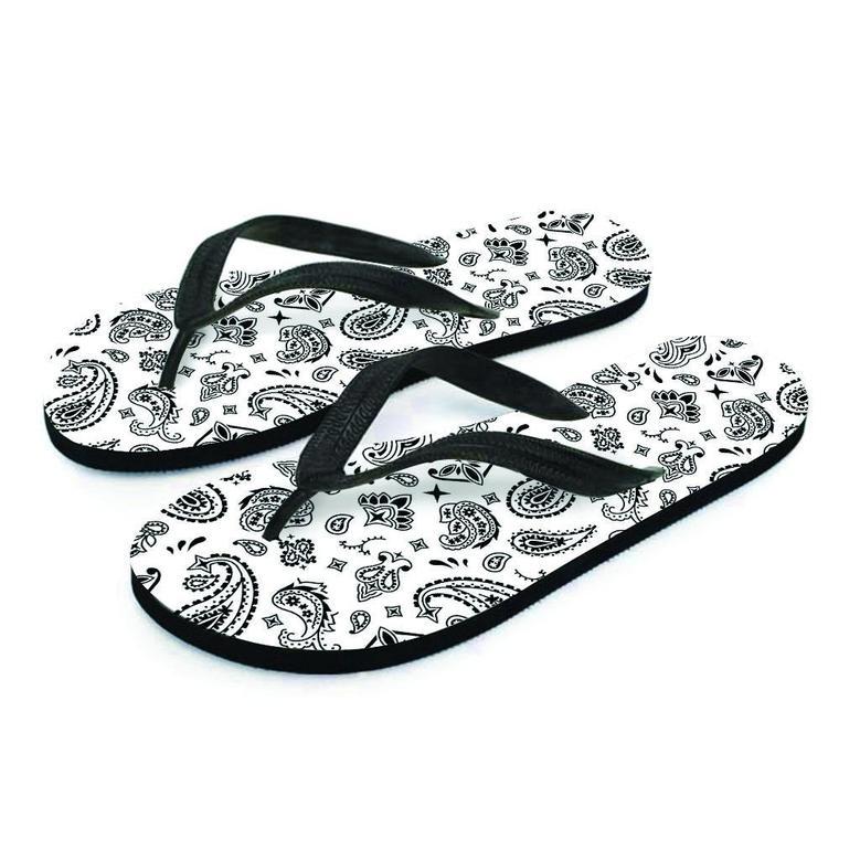 White Bandana Men's Flip Flops