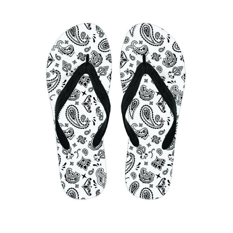 White Bandana Men's Flip Flops