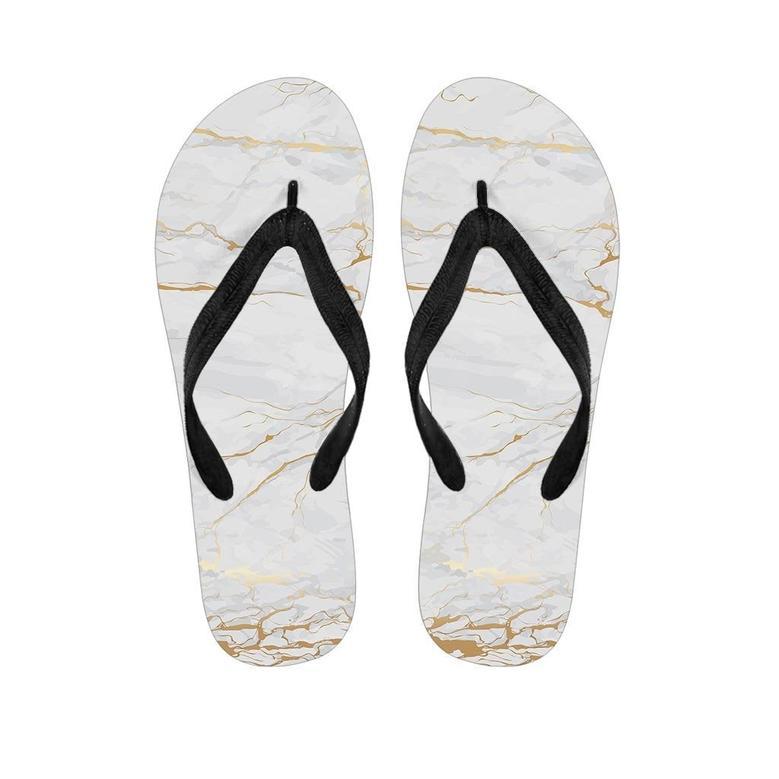 White Gold Marble Men's Flip Flops