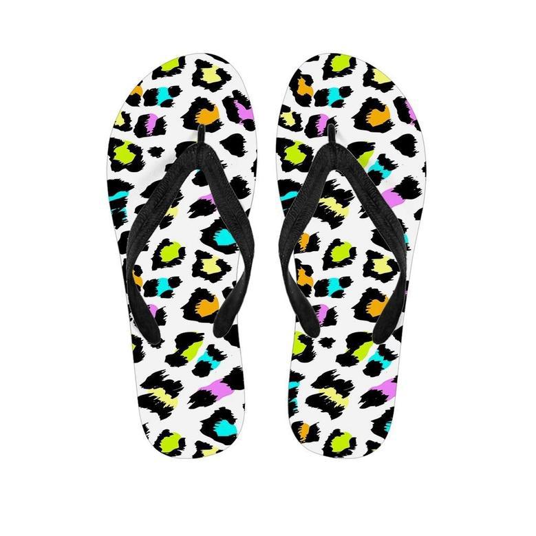 White Leopard Men's Flip Flops